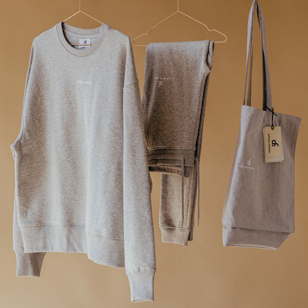 Embroidered Logo Grey Marl Heavyweight Sweater