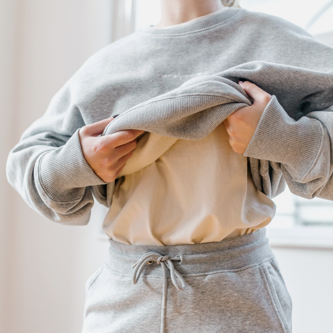 Embroidered Logo Grey Marl Heavyweight Sweater