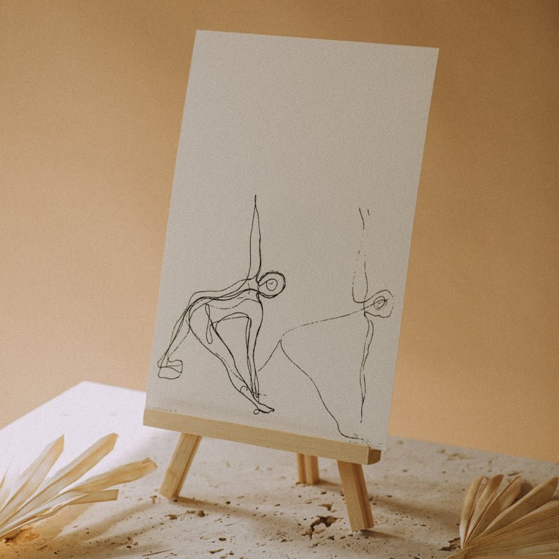 A4 Trikonasana 2 Yoga Pose Print (Creme) - Actively Conscious
