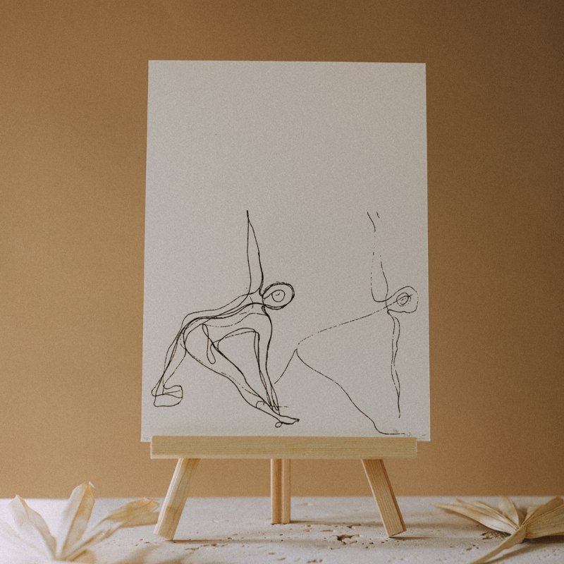 A4 Trikonasana 2 Yoga Pose Print (Creme) - Actively Conscious