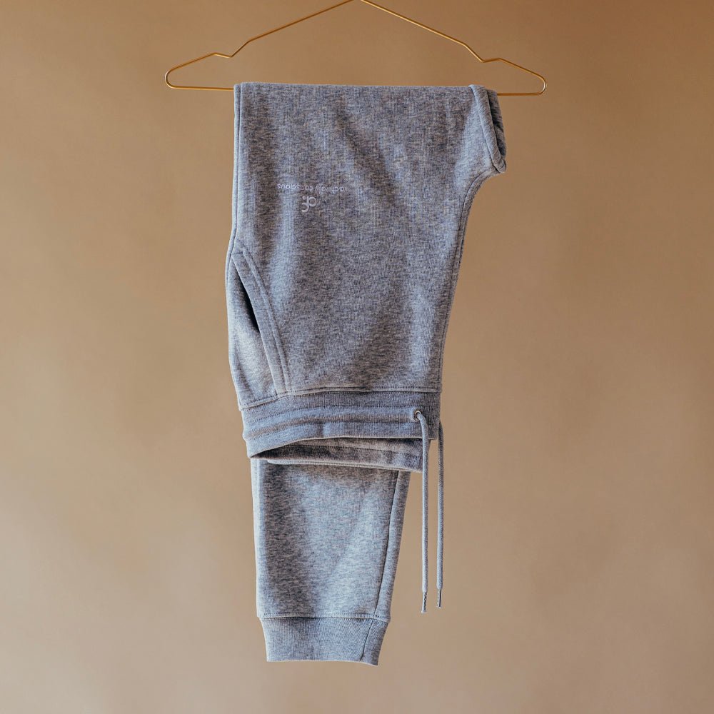 Embroidered Logo Grey Marl Heavyweight Joggers - Actively Conscious
