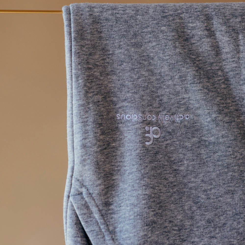 Embroidered Logo Grey Marl Heavyweight Joggers - Actively Conscious