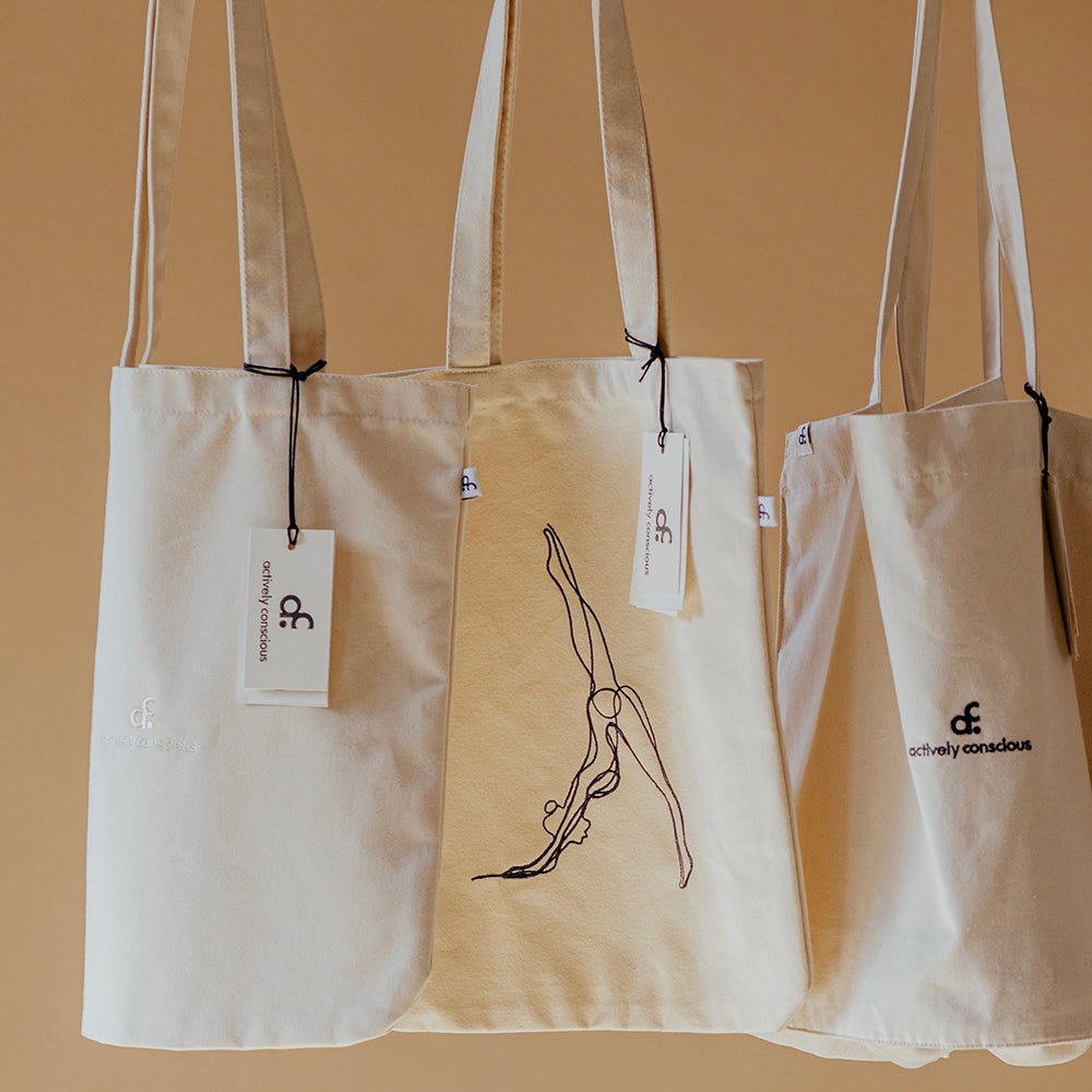 Embroidered Signature Logo Organic Tote Bag - Actively Conscious