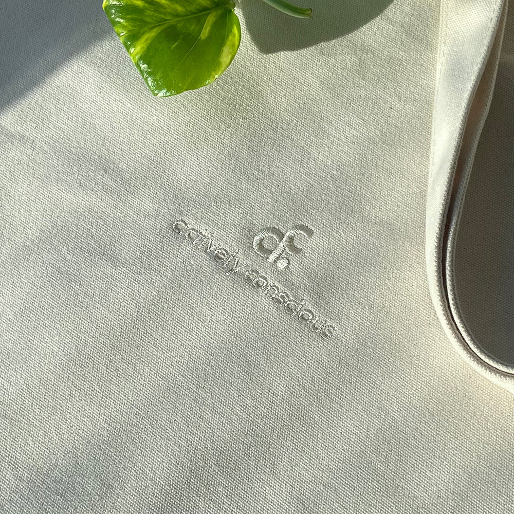Embroidered Signature Logo Organic Tote Bag - Actively Conscious