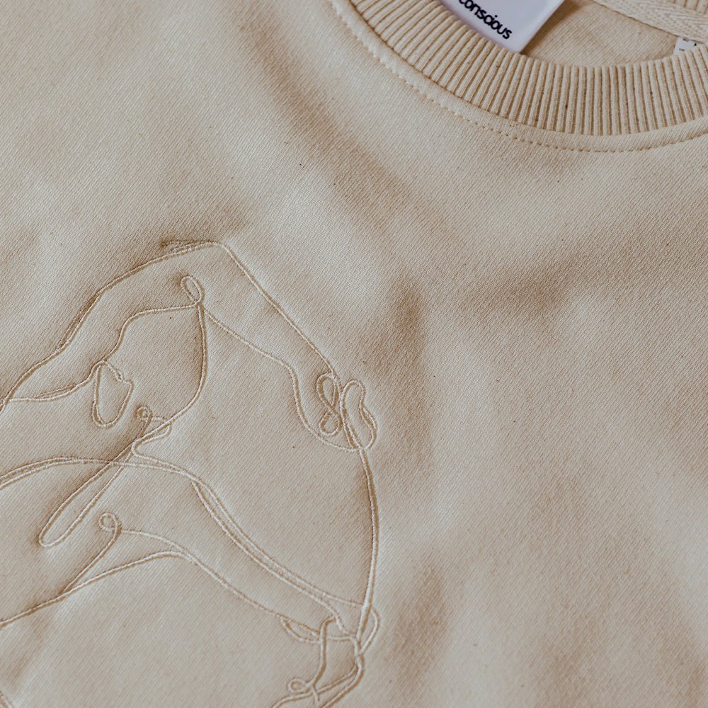 Limited Edition Tonal Yoga Embroidered Organic Sweater - Actively Conscious