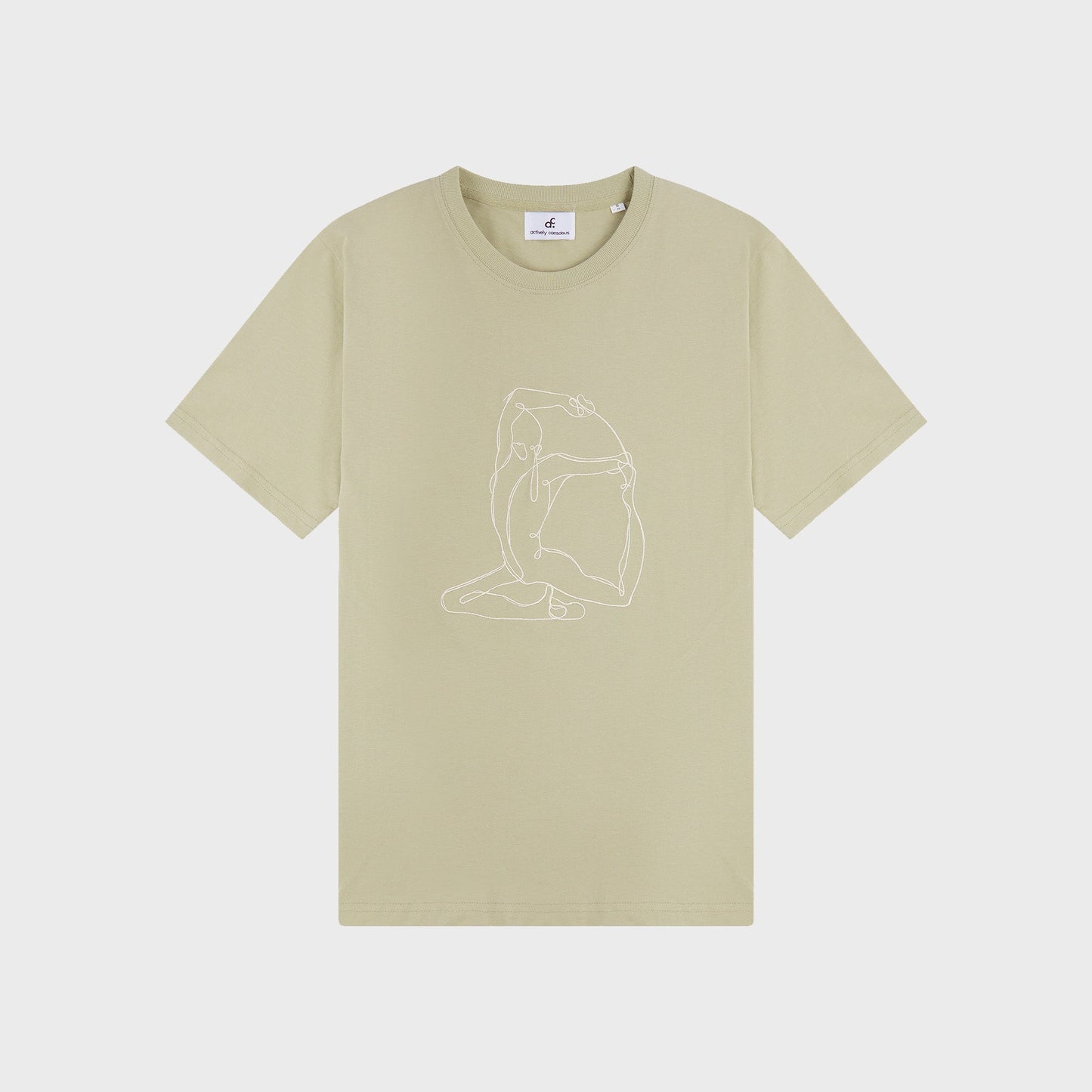 Mermaid Embroidered Sage Organic Cotton T-shirt - Actively Conscious