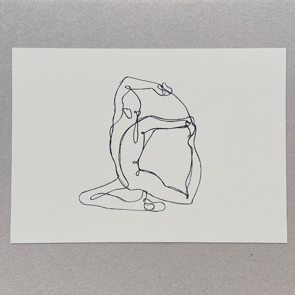 Mermaid Pose Yoga Print (Creme) - Actively Conscious