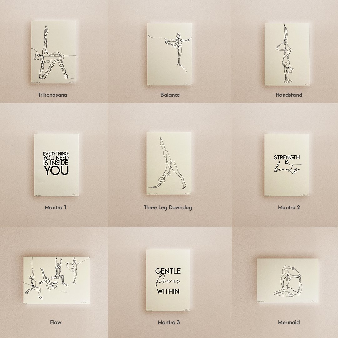 Mini Yoga & Mantra Prints (Cream) - Actively Conscious