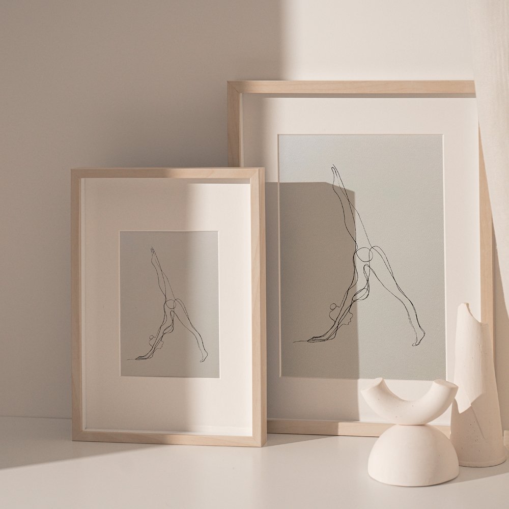 Three Legged Downward Dog Print (Creme) - Actively Conscious