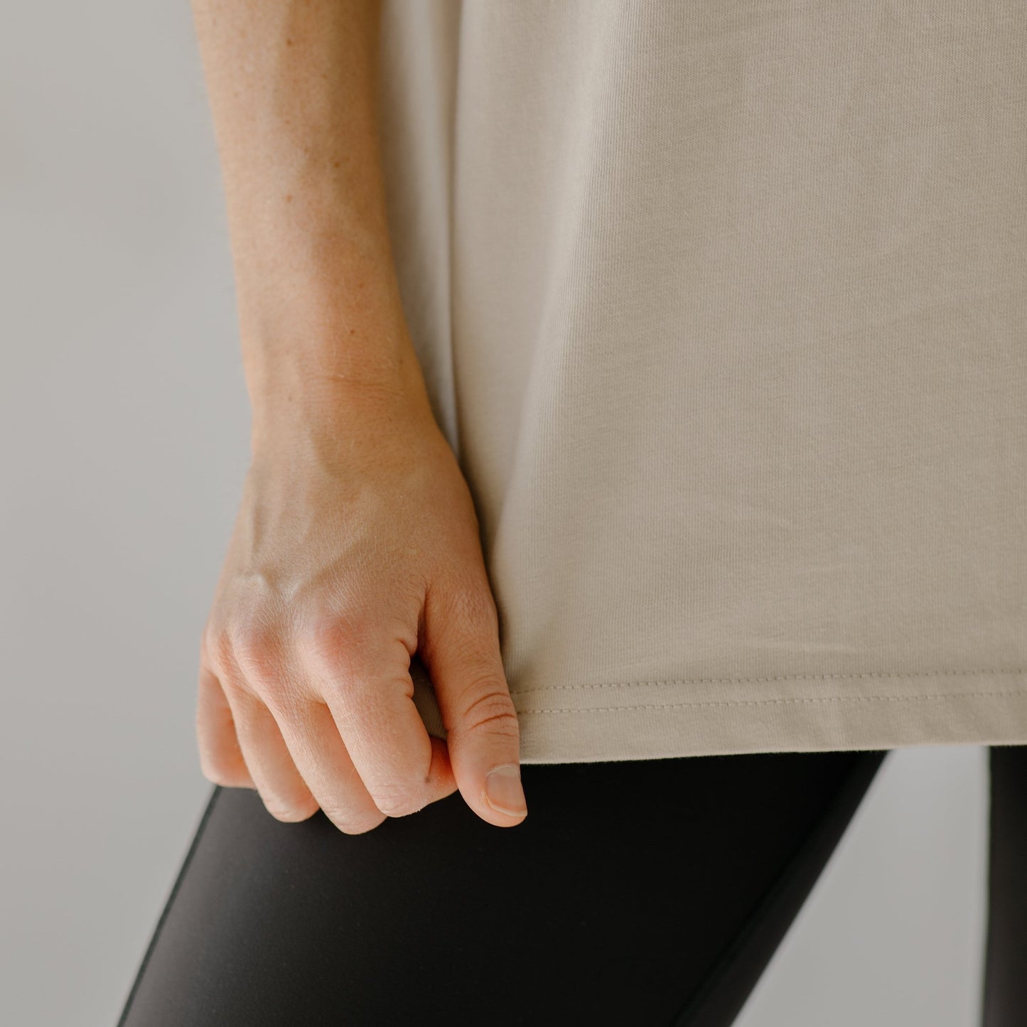 Tonal Embroidered Logo Neutral Heavyweight Tee - Actively Conscious