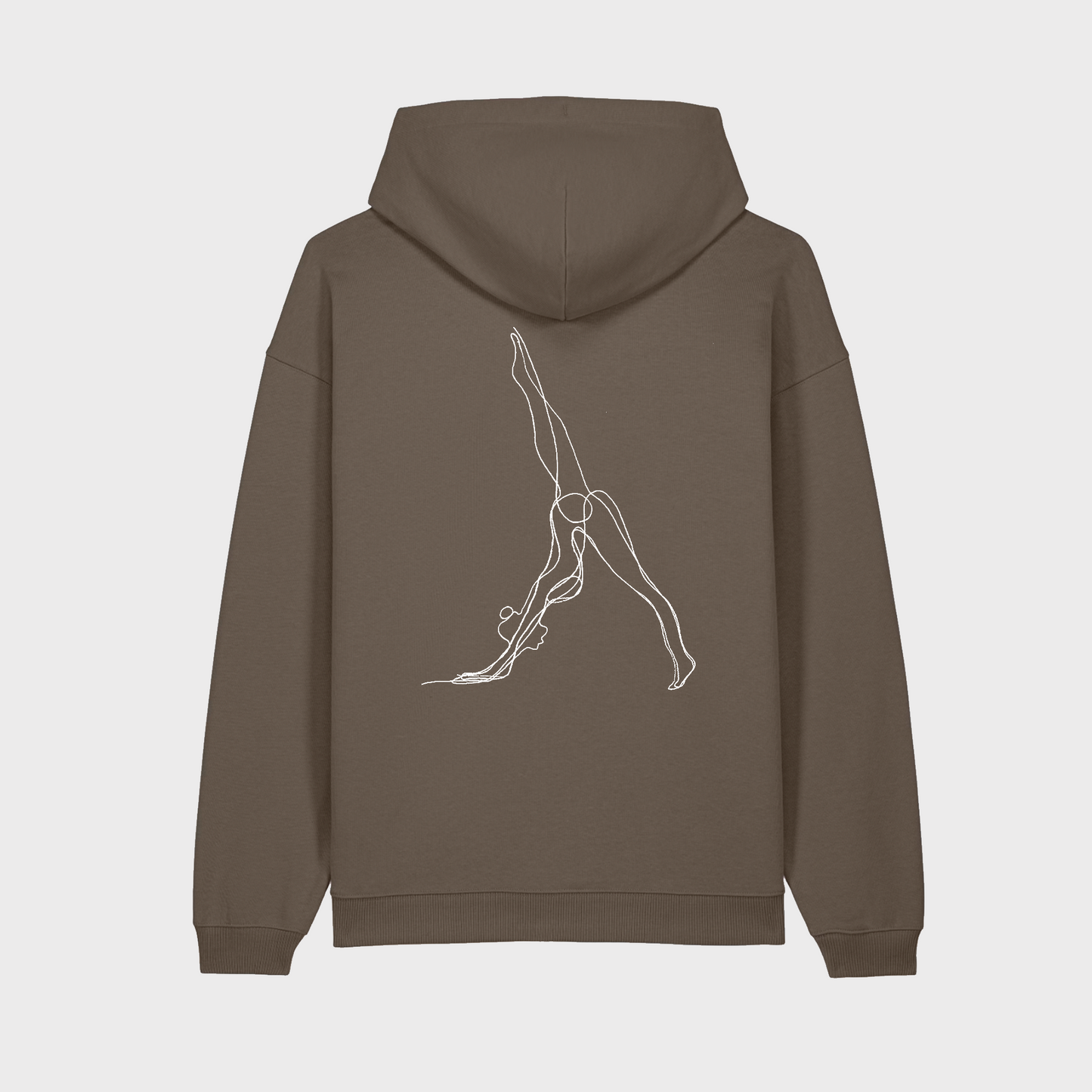 Oversized Mocha Downdog Back Print Hoodie