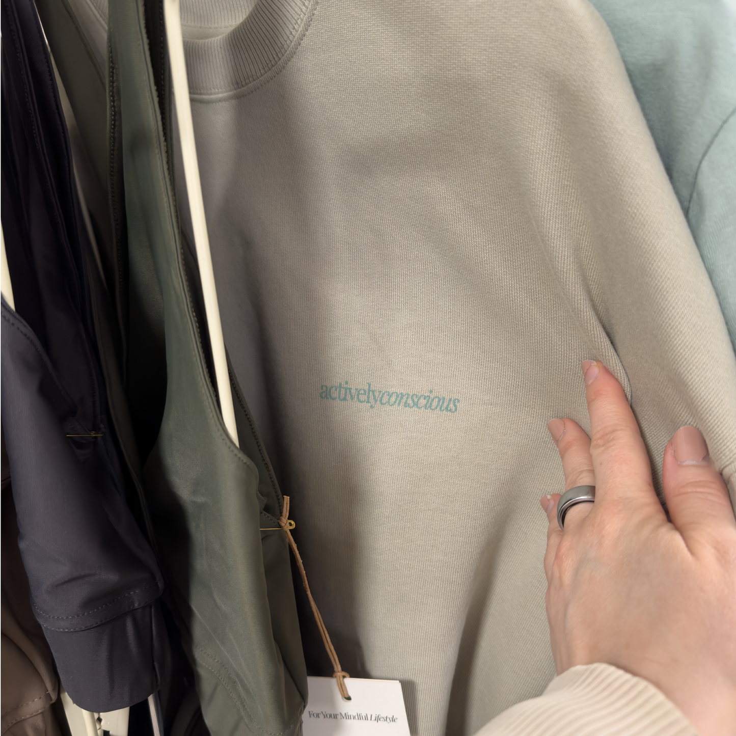 Exclusive Teal Downdog Back Print Oversized Sweater in Sage