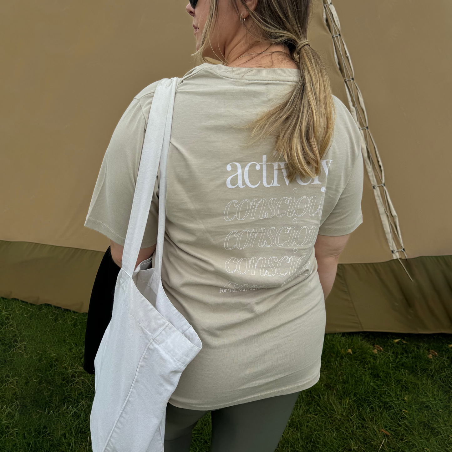 Actively Conscious Back Print Tee - Neutral