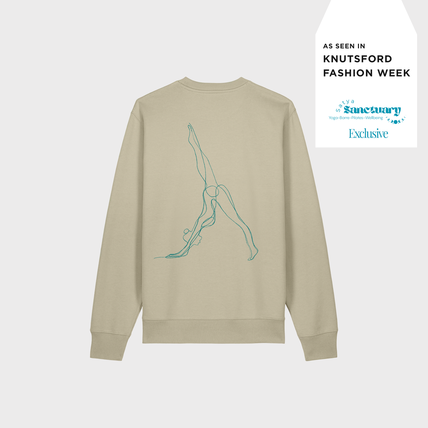 Exclusive Teal Downdog Back Print Oversized Sweater in Sage