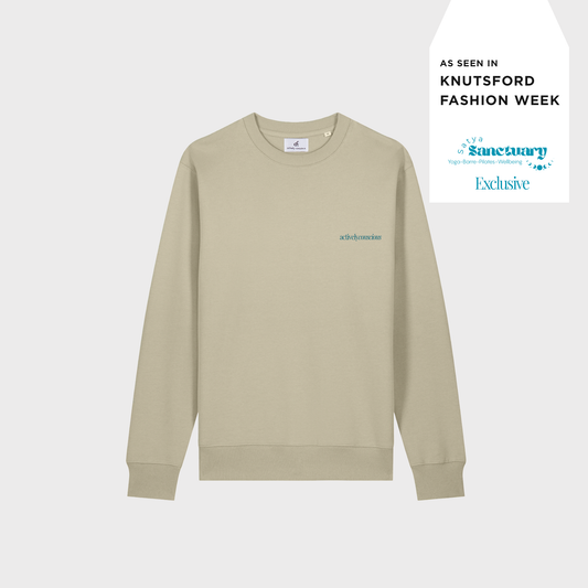 Exclusive Teal Downdog Back Print Oversized Sweater in Sage
