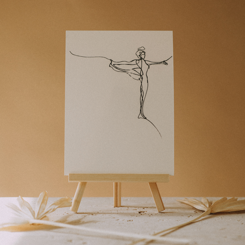 A4 Balance Yoga Pose Print (Creme)