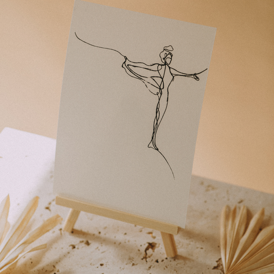 A4 Balance Yoga Pose Print (Creme)