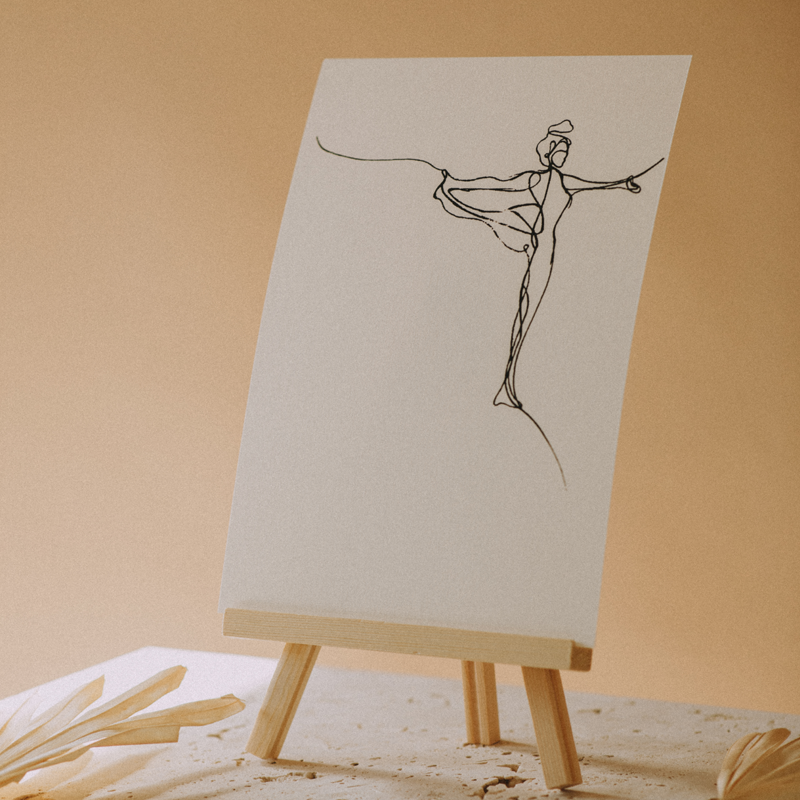 A4 Balance Yoga Pose Print (Creme)