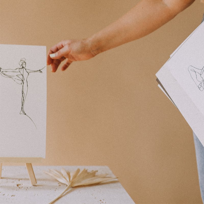 A4 Balance Yoga Pose Print (Creme)