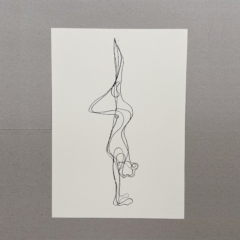 A4 Handstand Pose Yoga Print (Creme) - Actively Conscious