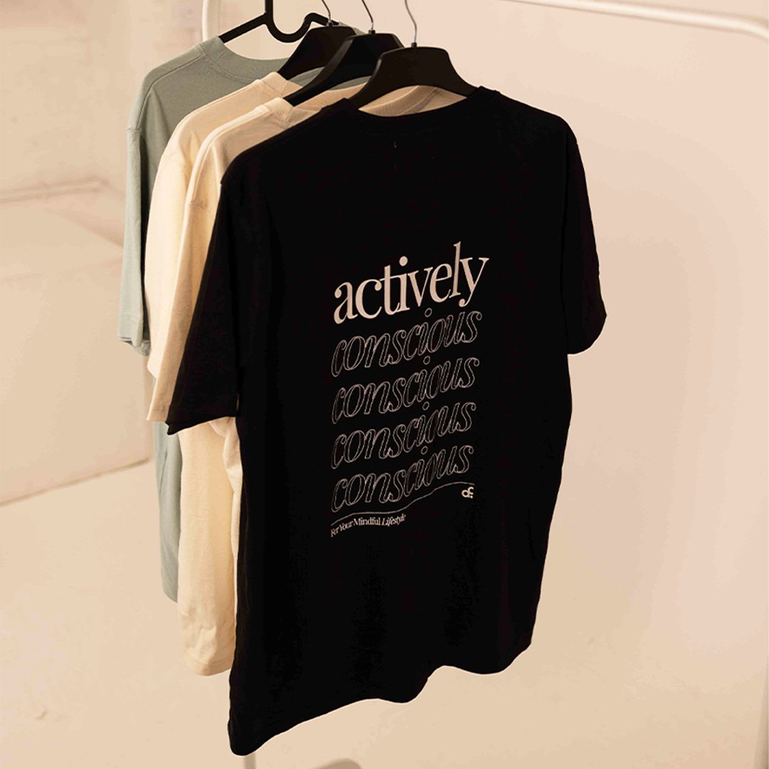 Actively Conscious Back Print Tee - Shadow Black - Actively Conscious