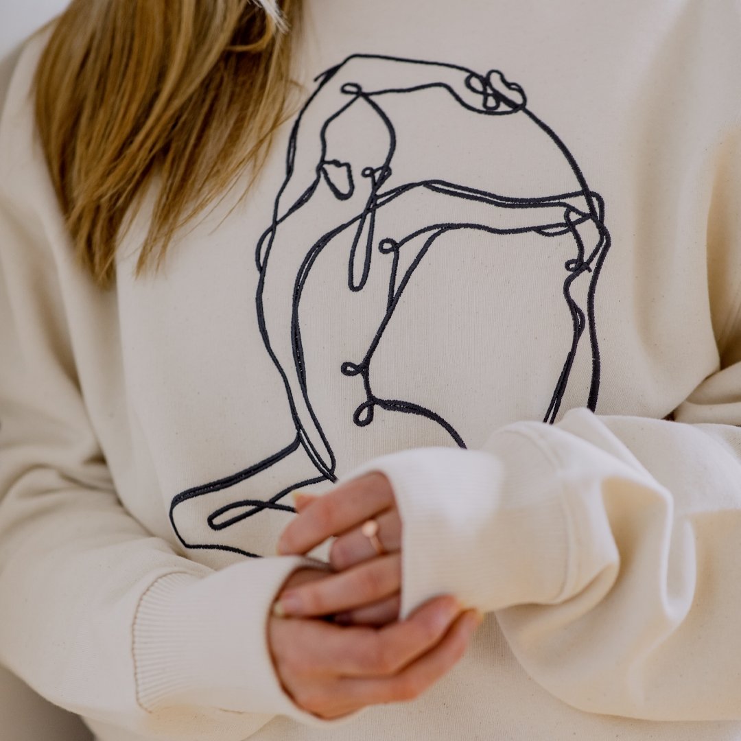 Contrast Embroidered "Mermaid" Yoga Sweater - Actively Conscious