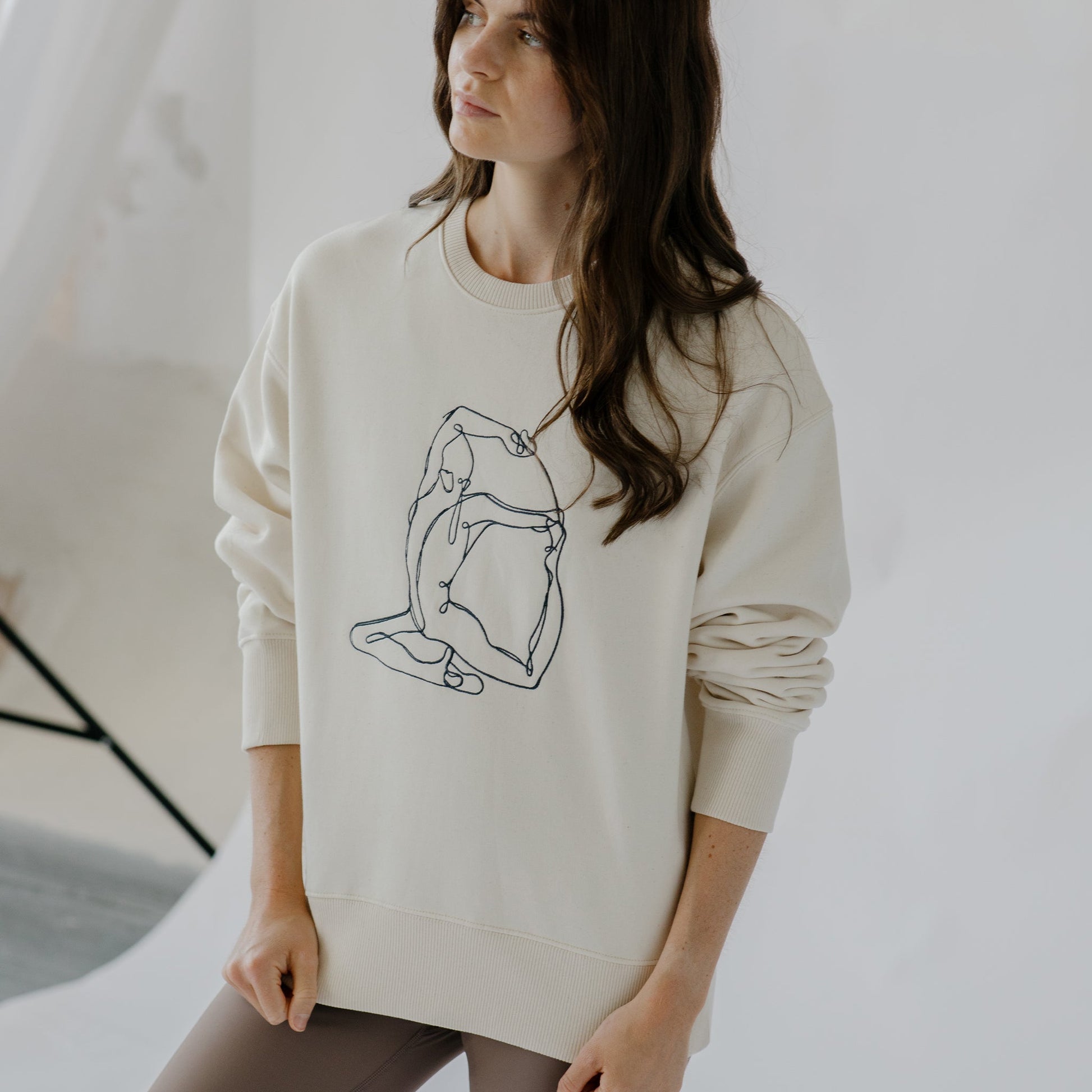 Contrast Embroidered "Mermaid" Yoga Sweater - Actively Conscious
