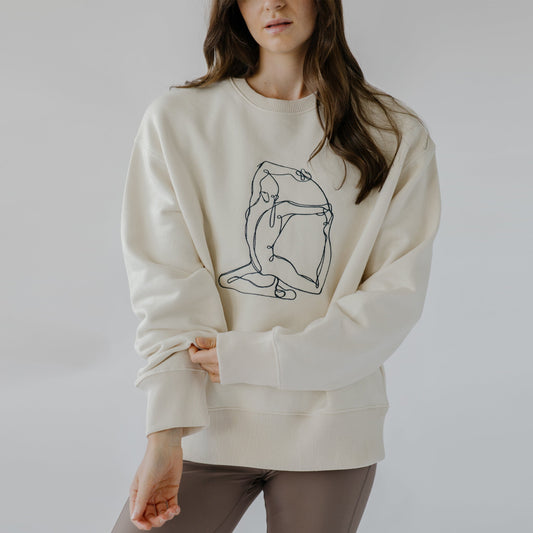 Contrast Embroidered "Mermaid" Yoga Sweater - Actively Conscious