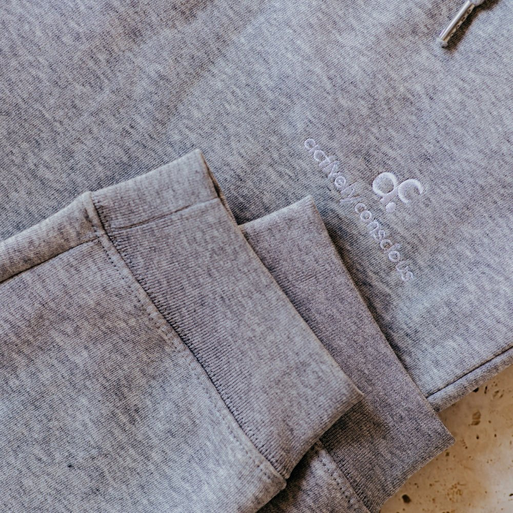 Embroidered Logo Grey Marl Heavyweight Joggers - Actively Conscious