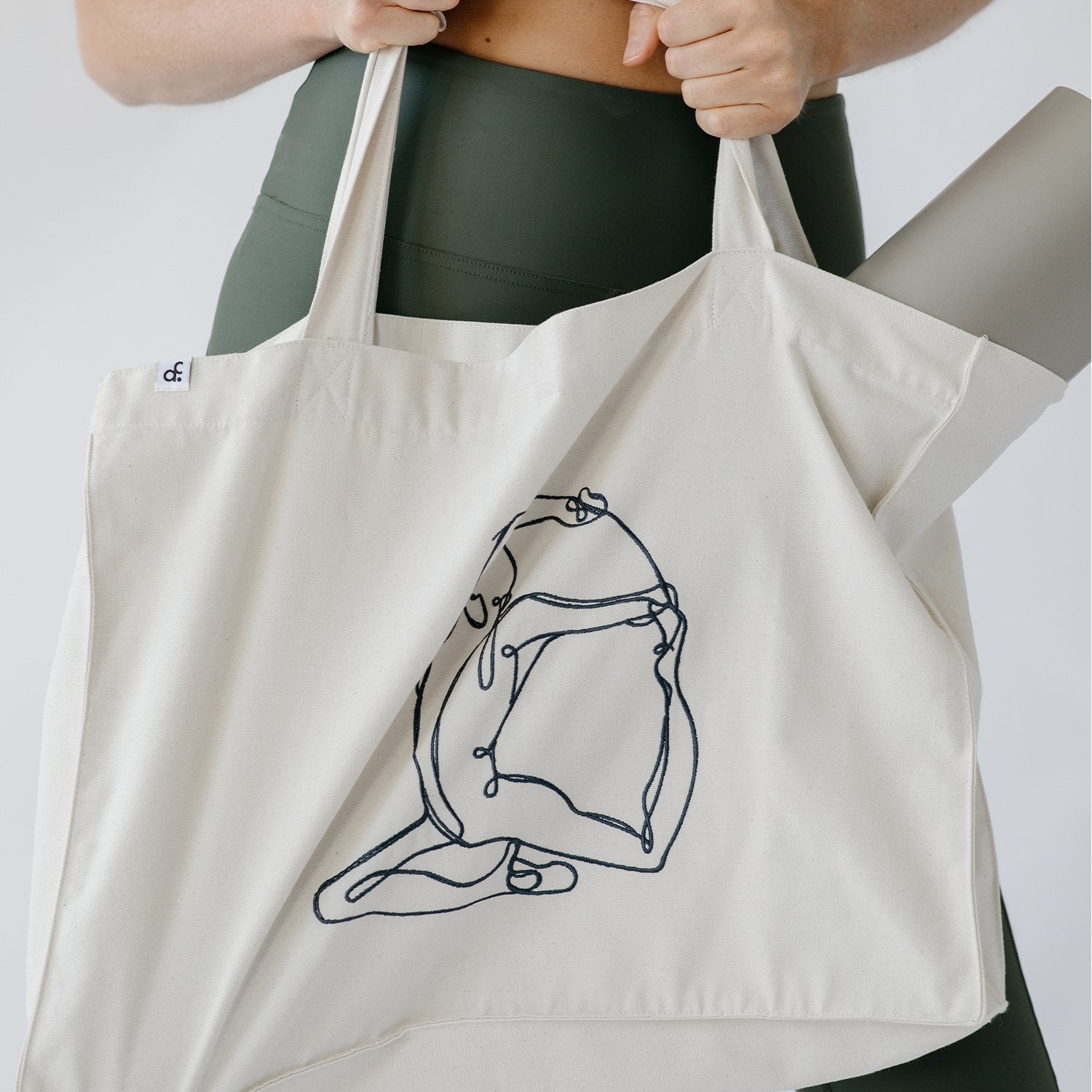 Embroidered Mermaid Yoga Pose Oversized Recycled Tote Bag - Actively Conscious