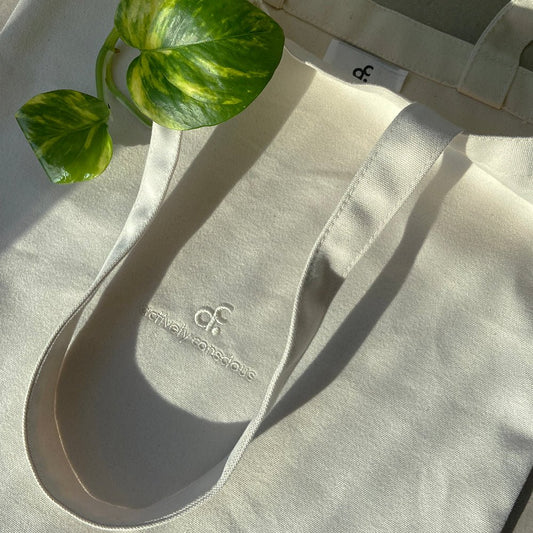 Embroidered Signature Logo Organic Tote Bag - Actively Conscious