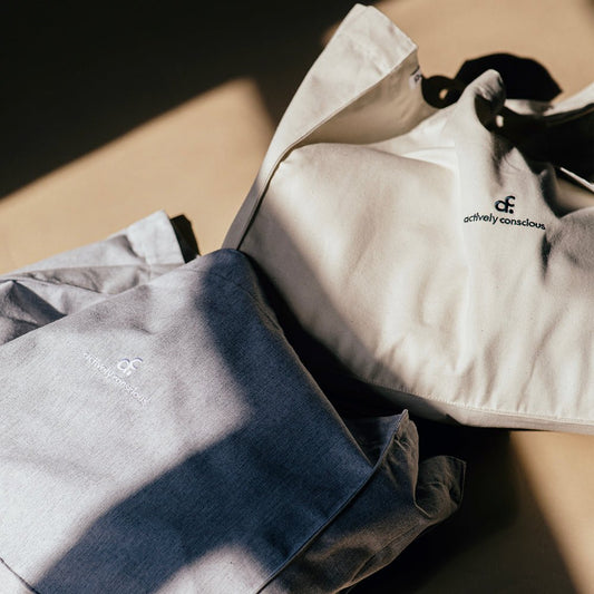 Embroidered Signature Logo Oversized Recycled Tote Bag - Actively Conscious