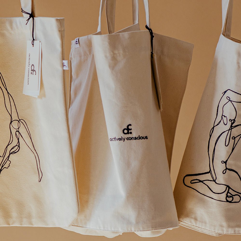 Embroidered Signature Logo Oversized Recycled Tote Bag - Actively Conscious