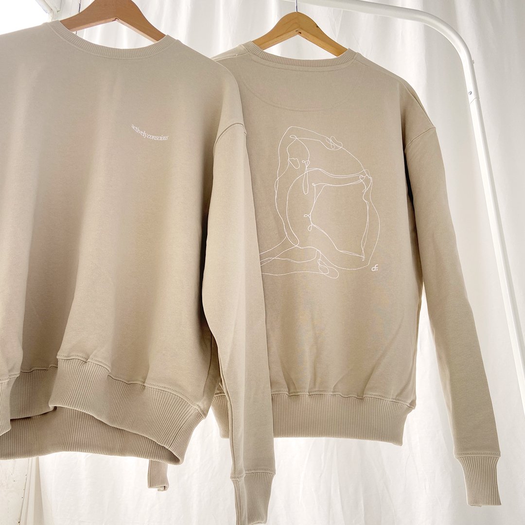 Mermaid Back Print Oversized Sweater - Neutral - Actively Conscious