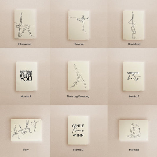 Mini Yoga & Mantra Prints (Cream) - Actively Conscious