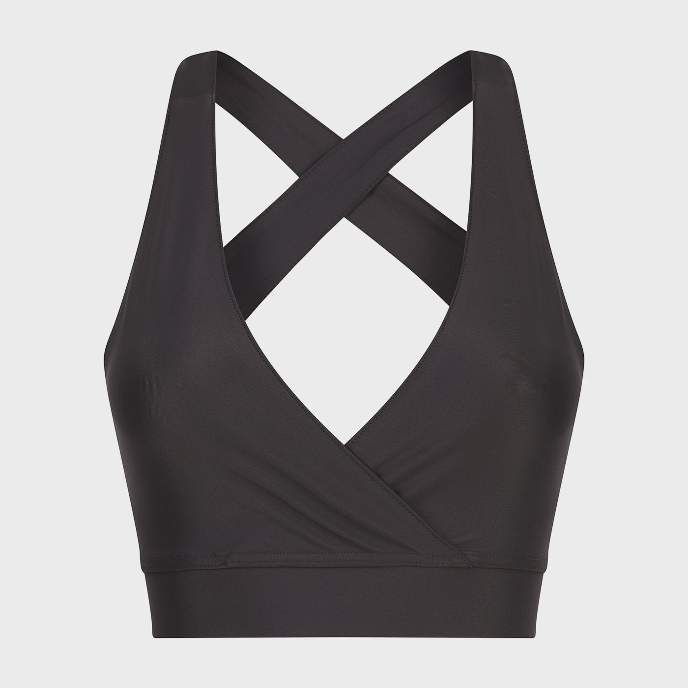 Pre-order | Charcoal Wrap Front Open-Back Bralet - Actively Conscious