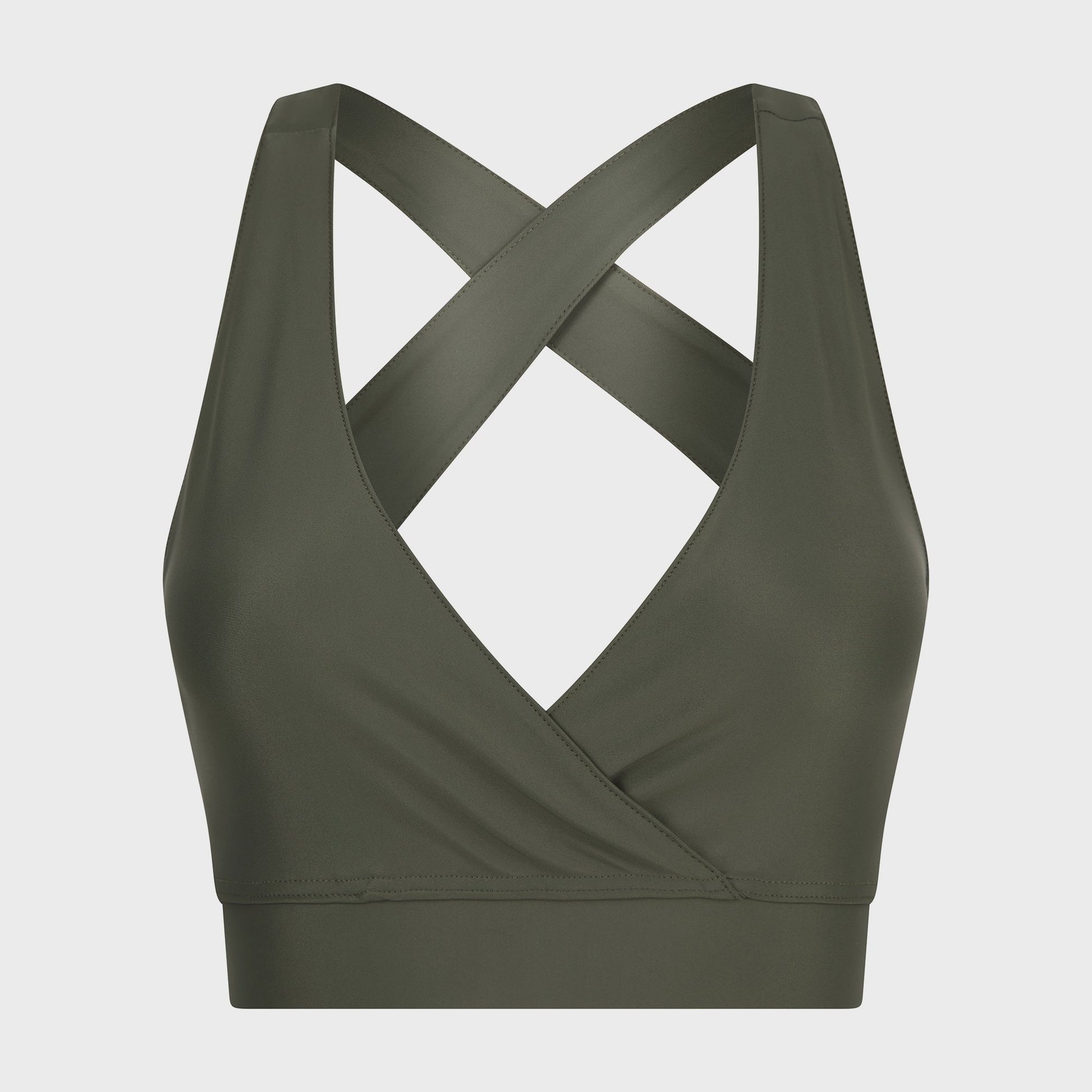 Pre-order | Olive Wrap Front Open-Back Bralet - Actively Conscious