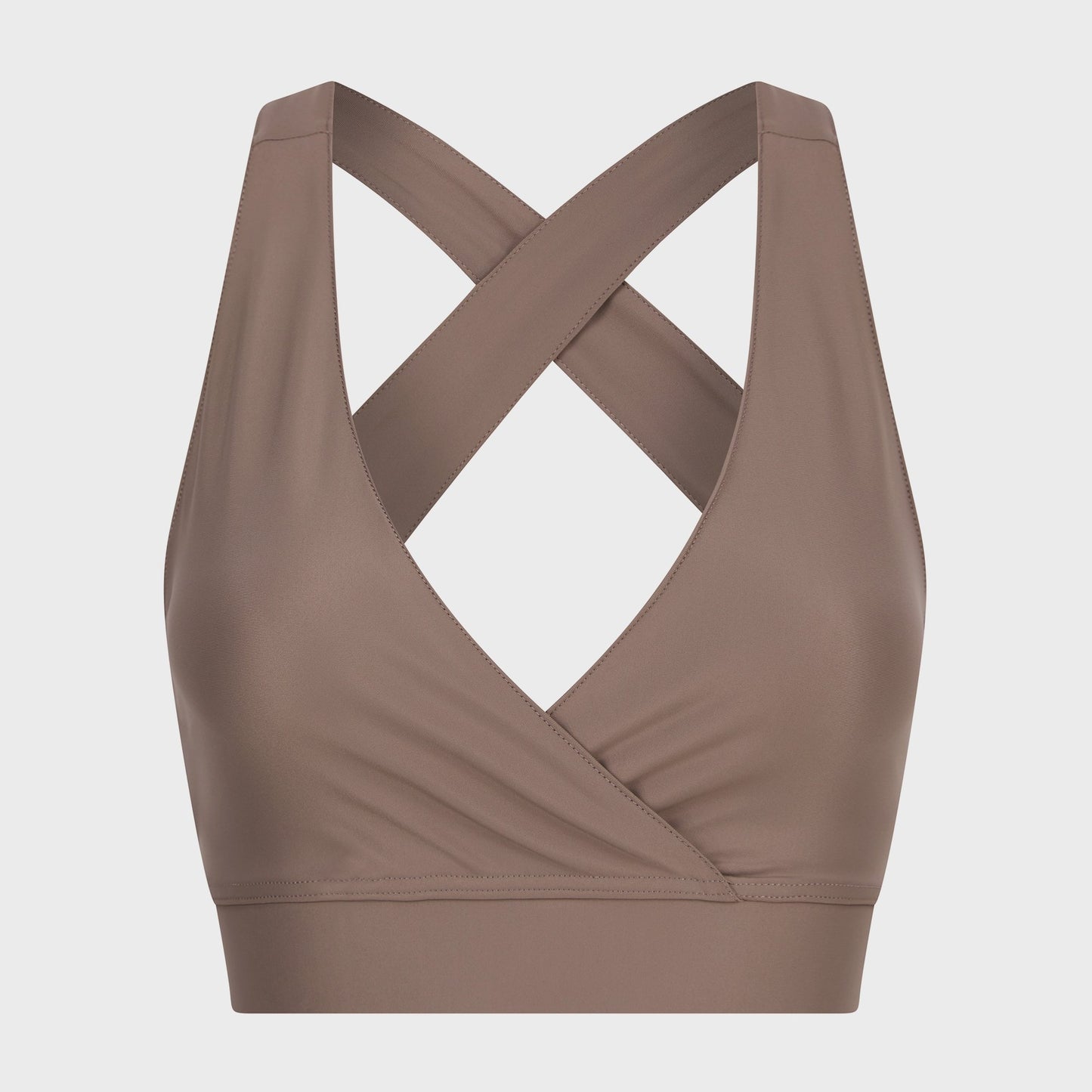 Pre-order | Taupe Wrap Front Open-Back Bralet - Actively Conscious