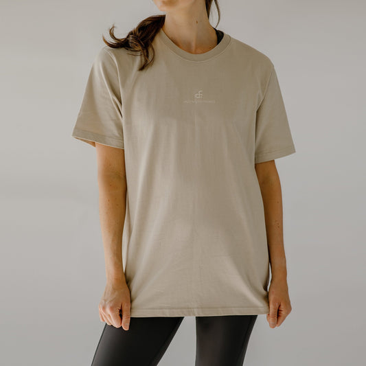 Tonal Embroidered Logo Neutral Heavyweight Tee - Actively Conscious