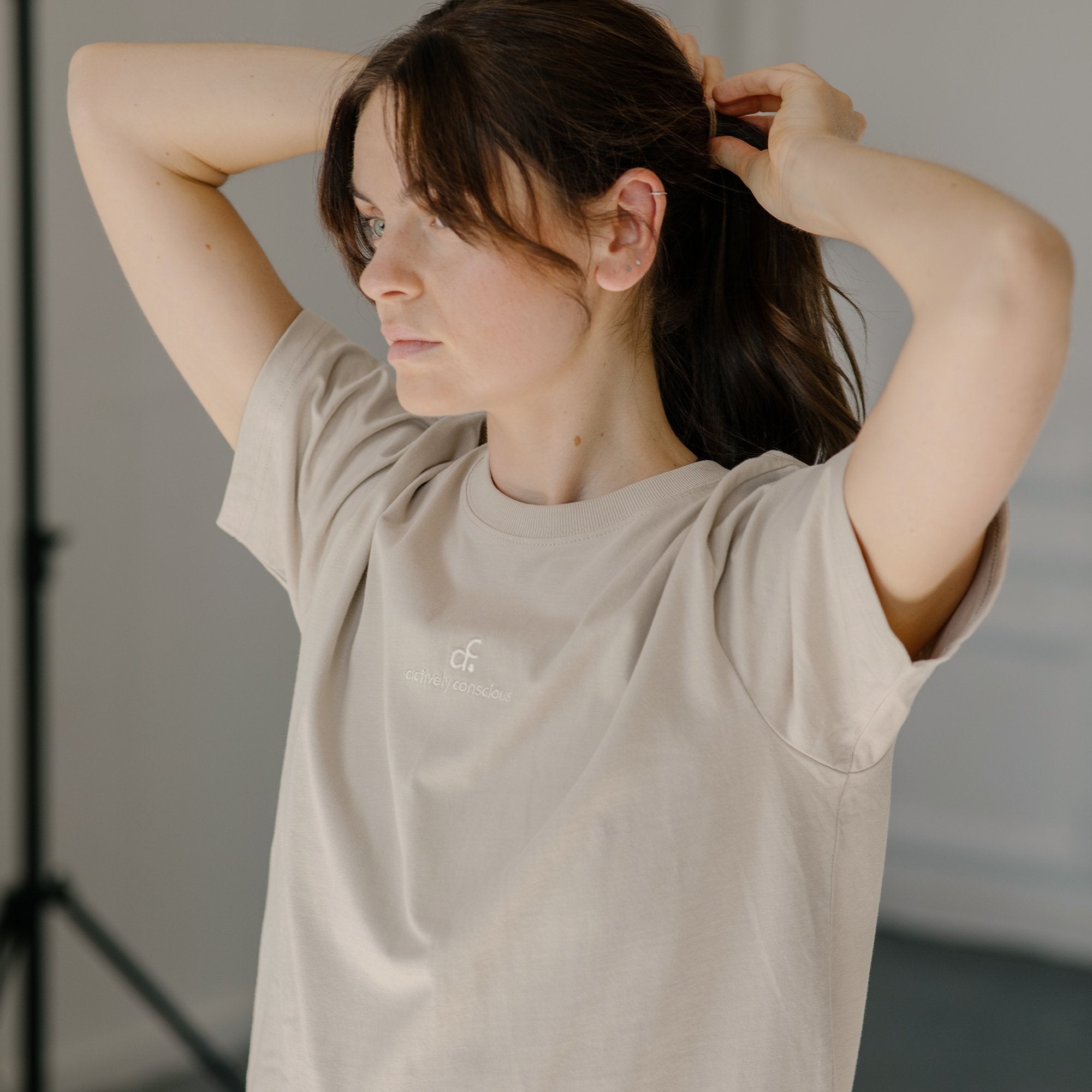 Tonal Embroidered Logo Neutral Heavyweight Tee