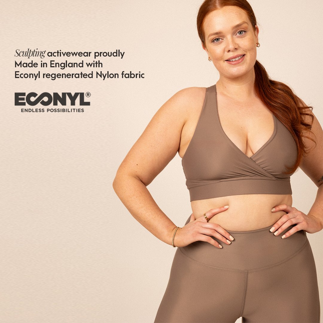 Wrap Front Open-Back Bralet in Taupe - Actively Conscious